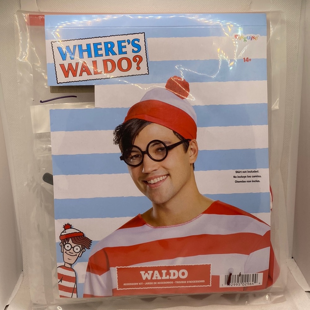 Where’s Waldo? Waldo Adult Halloween Costume Kit Hat & Glasses One Size